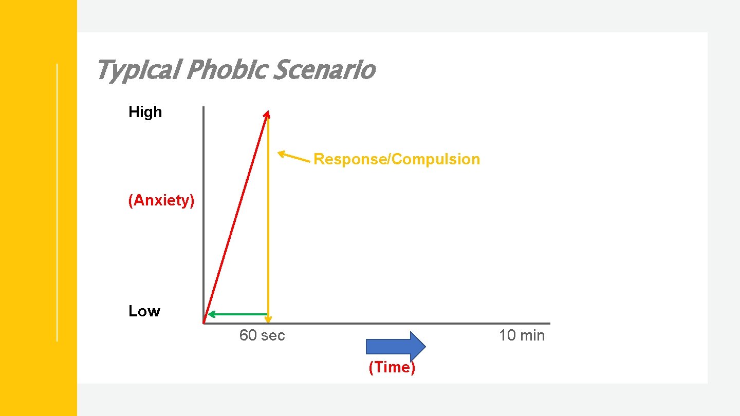 Typical Phobic Scenario High Response/Compulsion (Anxiety) Low 60 sec 10 min (Time) 