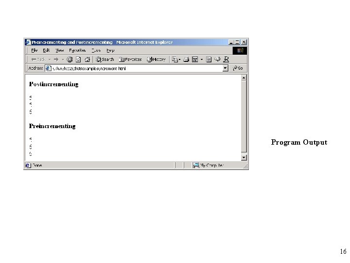 Program Output 16 