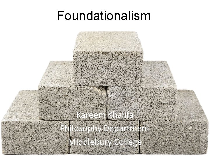 Foundationalism Kareem Khalifa Philosophy Department Middlebury College 
