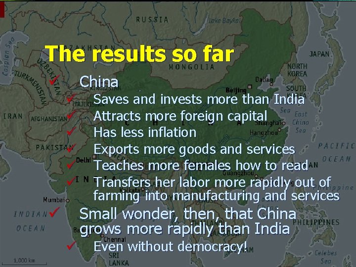 The results so far China ü ü ü ü Saves and invests more than