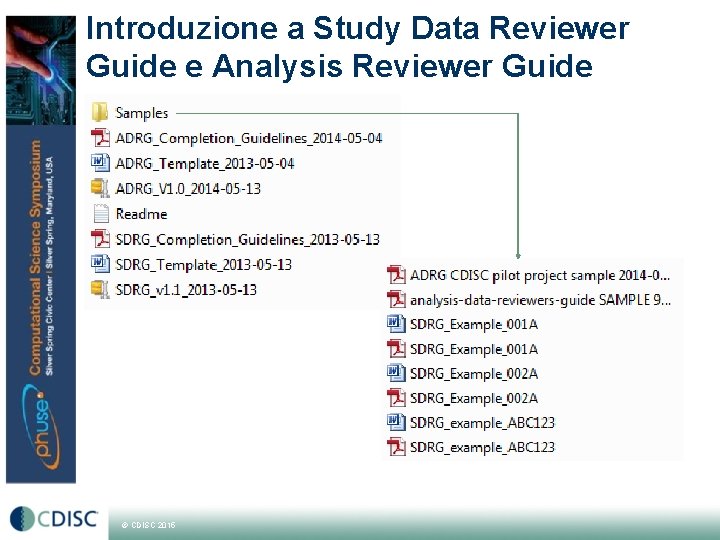 Introduzione a Study Data Reviewer Guide e Analysis Reviewer Guide © CDISC 2015 