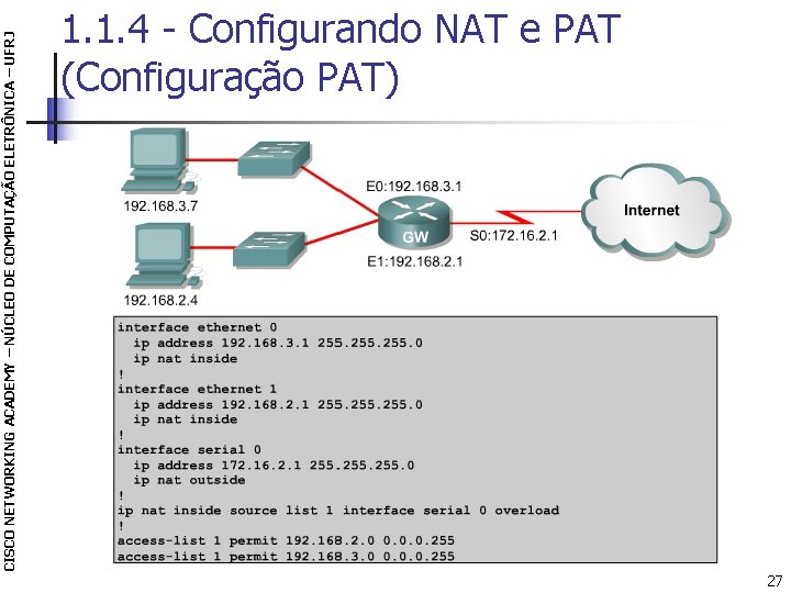 CISCO NETWORKING ACADEMY – NÚCLEO DE COMPUTAÇÃO ELETRÔNICA – UFRJ 1. 1. 4 -