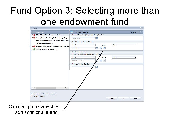 Fund Option 3: Selecting more than one endowment fund Click the plus symbol to