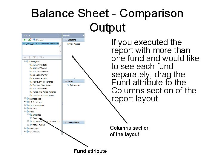 Balance Sheet - Comparison Output If you executed the report with more than one