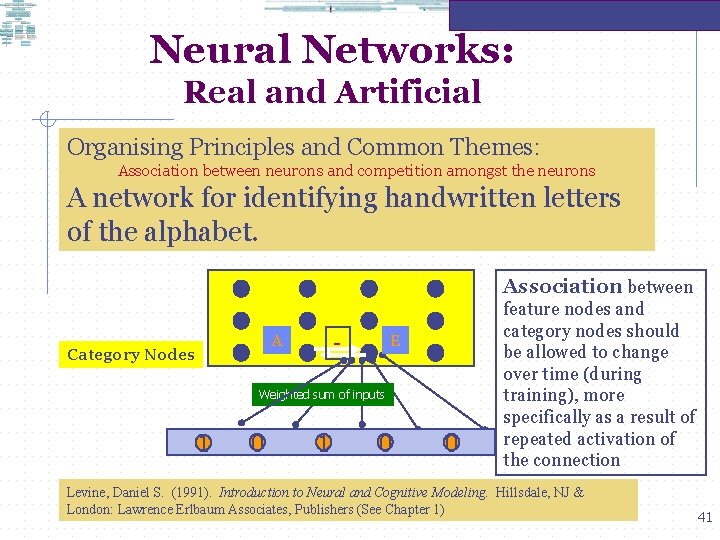 Neural Networks: Real and Artificial Organising Principles and Common Themes: Association between neurons and