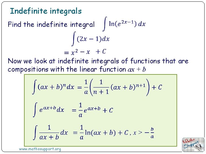 Indefinite integrals Find the indefinite integral Now we look at indefinite integrals of functions