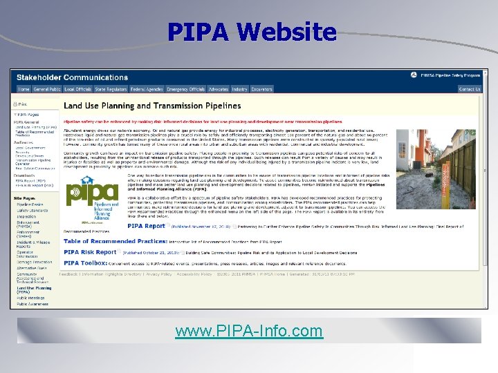 PIPA Website www. PIPA-Info. com 