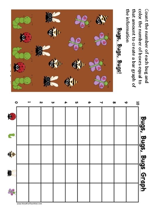 Count the number of each bug and color the number of boxes equal to