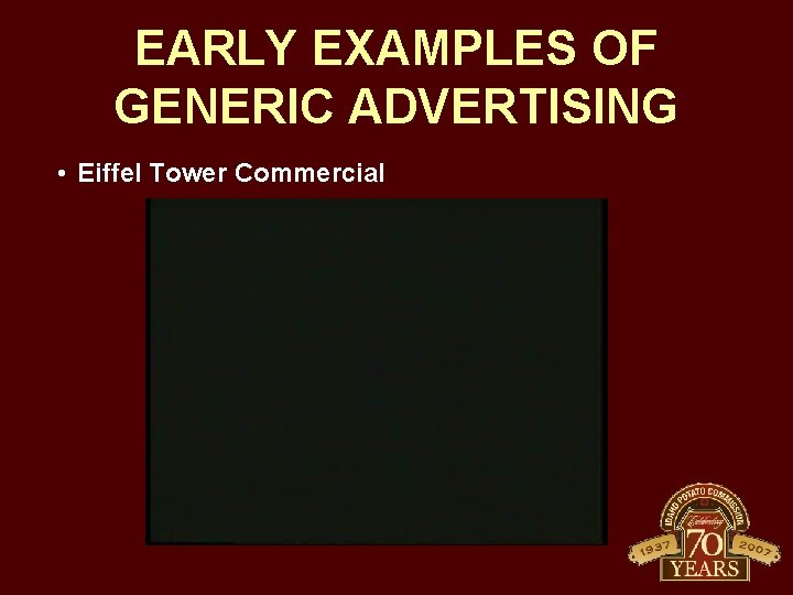 EARLY EXAMPLES OF GENERIC ADVERTISING • Eiffel Tower Commercial 