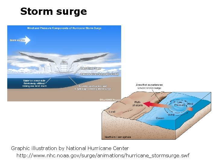 Storm surge Graphic illustration by National Hurricane Center http: //www. nhc. noaa. gov/surge/animations/hurricane_stormsurge. swf