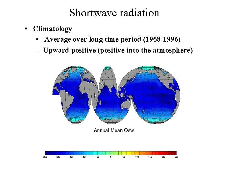 Shortwave radiation • Climatology • Average over long time period (1968 -1996) – Upward