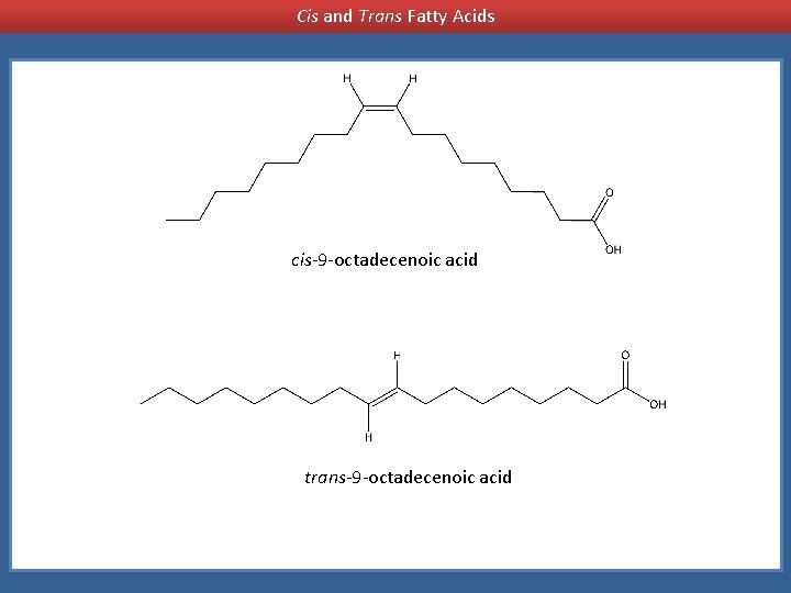 Cis and Trans Fatty Acids cis-9 -octadecenoic acid trans-9 -octadecenoic acid 
