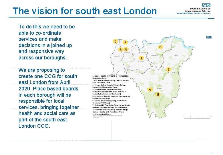 The vision for south east London To do this we need to be able The vision for south east London To do this we need to be able