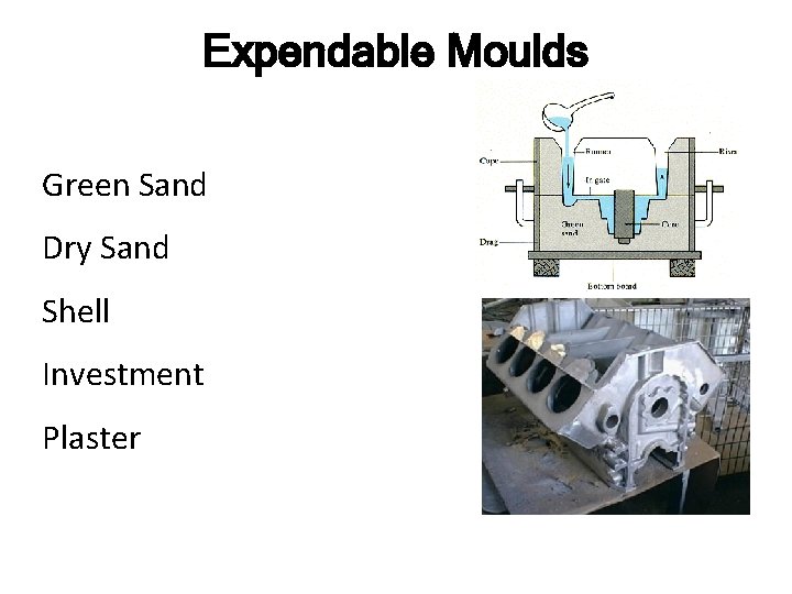 Expendable Moulds Green Sand Dry Sand Shell Investment Plaster 