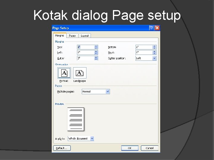 Kotak dialog Page setup 