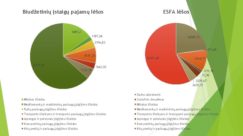 Biudžetinių įstaigų pajamų lėšos ESFA lėšos 8485, 2 1187, 34 14349, 73 2196, 83