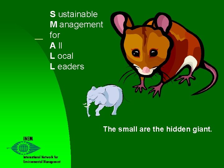 S ustainable M anagement for A ll L ocal L eaders The small are