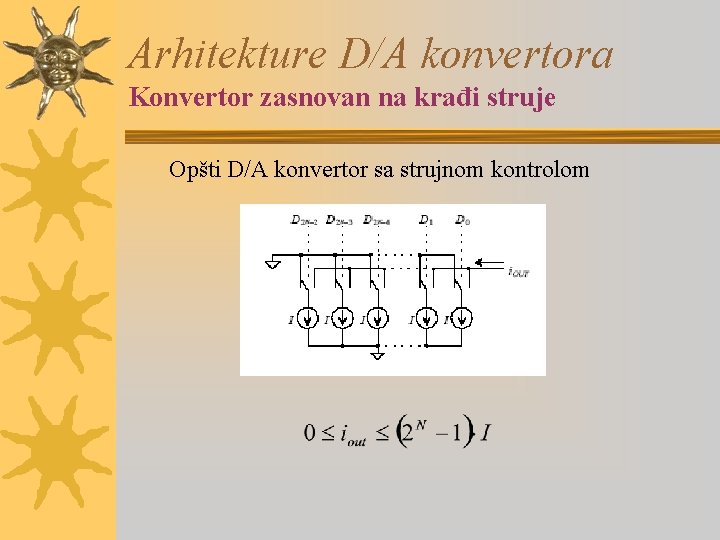 Arhitekture D/A konvertora Konvertor zasnovan na krađi struje Opšti D/A konvertor sa strujnom kontrolom