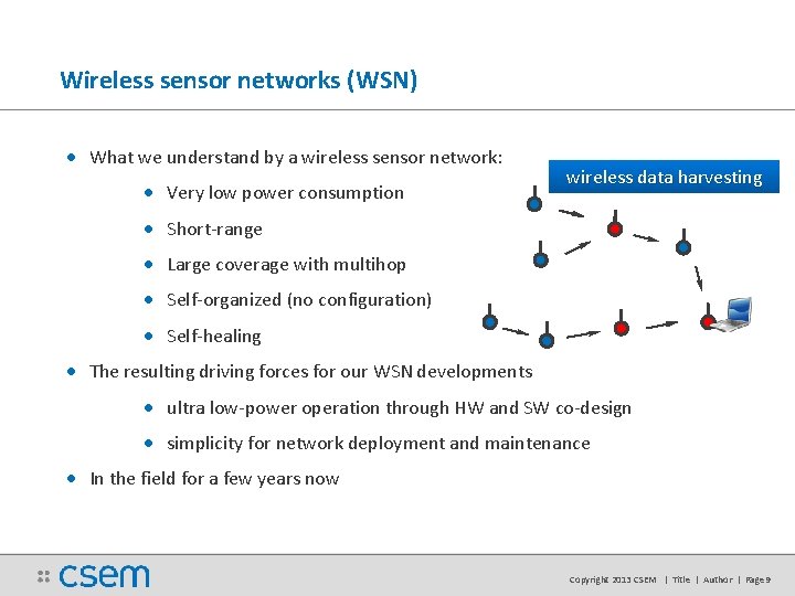 Wireless sensor networks (WSN) • What we understand by a wireless sensor network: • Wireless sensor networks (WSN) • What we understand by a wireless sensor network: •