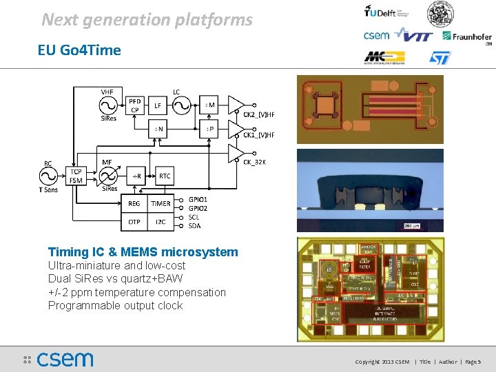 Next generation platforms EU Go 4 Time Timing IC & MEMS microsystem Ultra-miniature and Next generation platforms EU Go 4 Time Timing IC & MEMS microsystem Ultra-miniature and