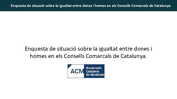 Enquesta de situació sobre la igualtat entre dones i homes en els Consells Comarcals