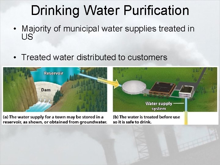 Drinking Water Purification • Majority of municipal water supplies treated in US • Treated