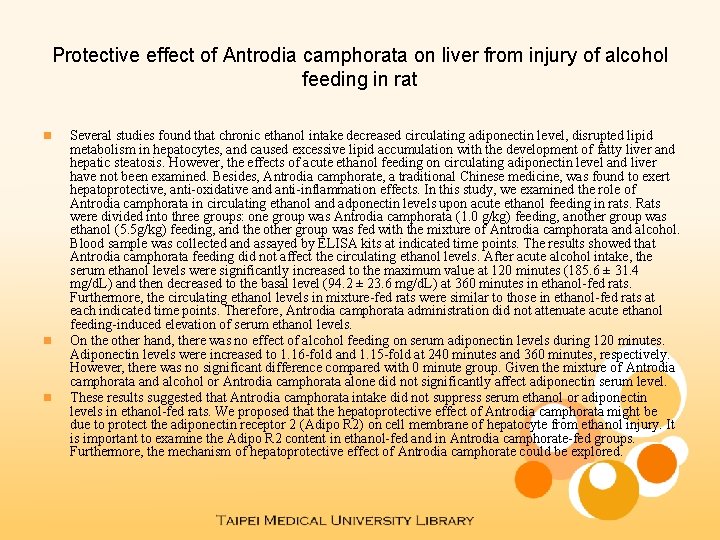 Protective effect of Antrodia camphorata on liver from injury of alcohol feeding in rat