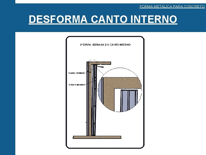 FORMA METÁLICA PARA CONCRETO DESFORMA CANTO INTERNO 