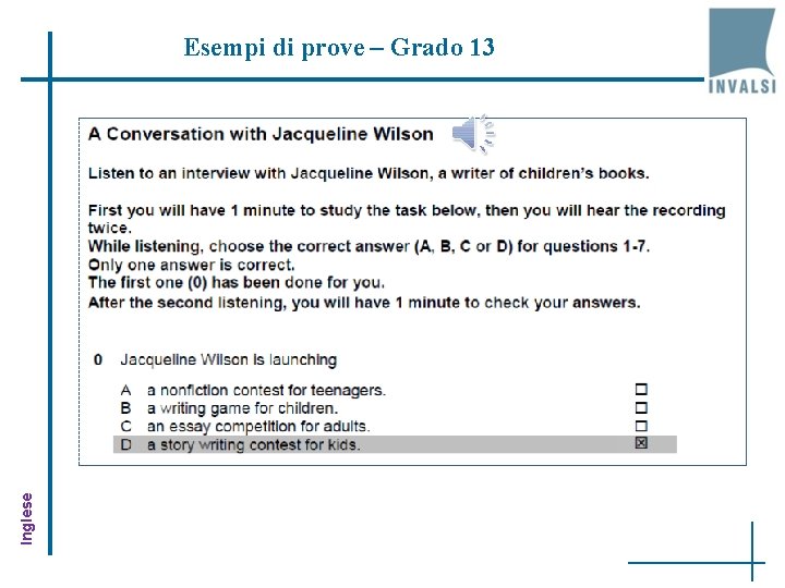 Inglese Esempi di prove – Grado 13 