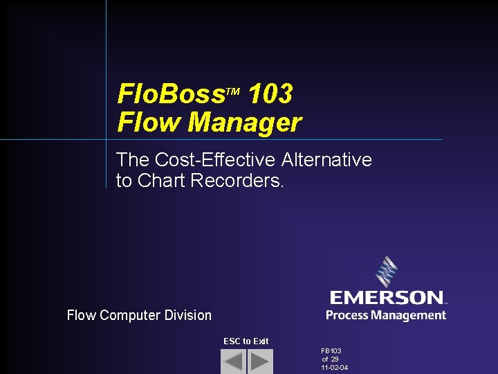 Flo. Boss 103 Flow Manager TM The Cost-Effective Alternative to Chart Recorders. Flow Computer