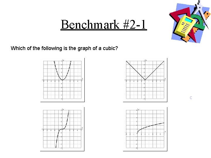 Benchmark #2 -1 Which of the following is the graph of a cubic? c