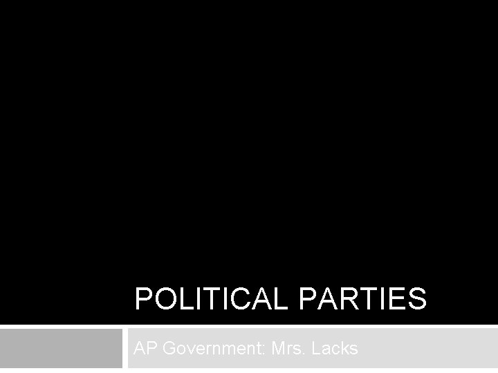 POLITICAL PARTIES AP Government: Mrs. Lacks 