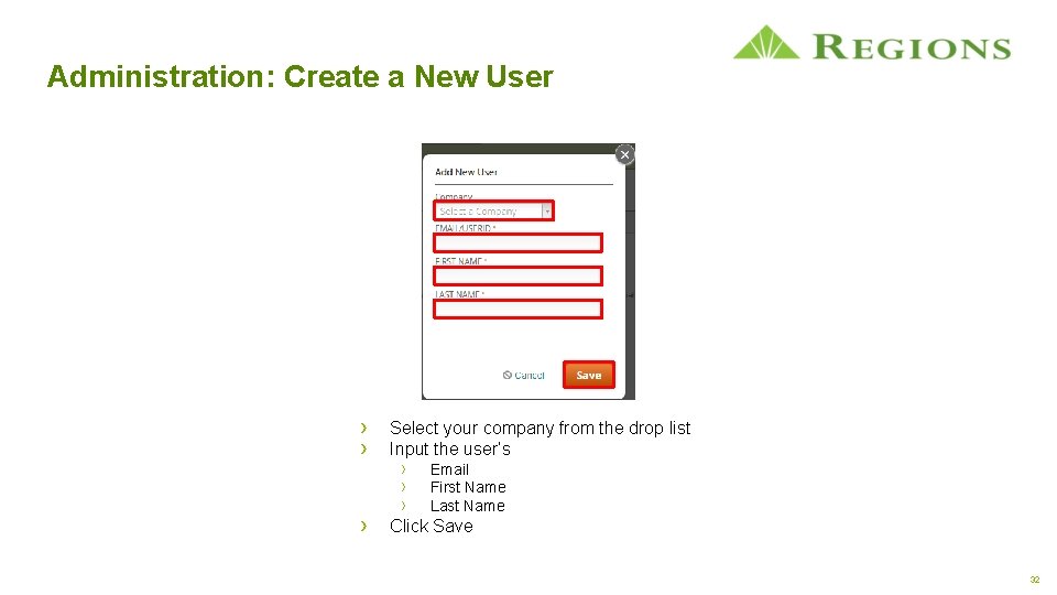 Administration: Create a New User › › › Select your company from the drop