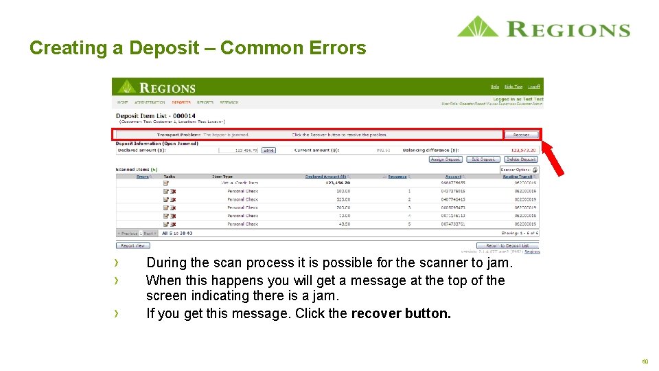 Creating a Deposit – Common Errors › › › During the scan process it