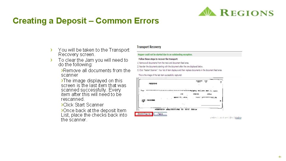 Creating a Deposit – Common Errors › › You will be taken to the