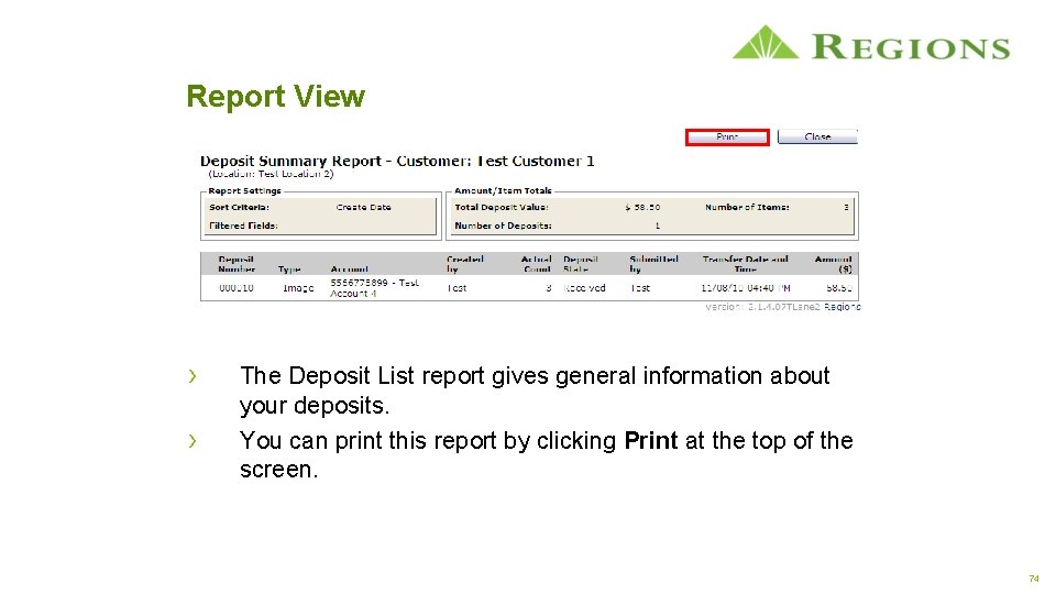 Report View › › The Deposit List report gives general information about your deposits.