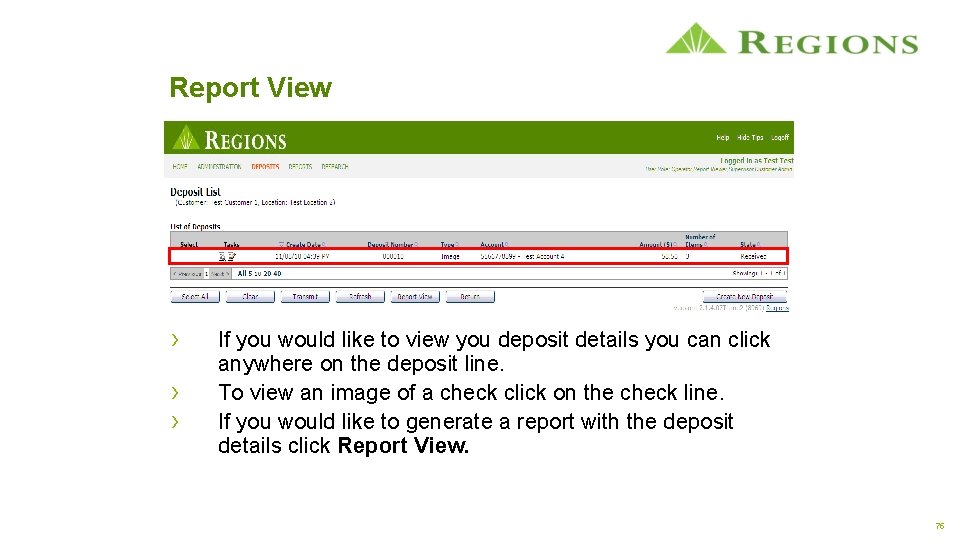 Report View › › › If you would like to view you deposit details