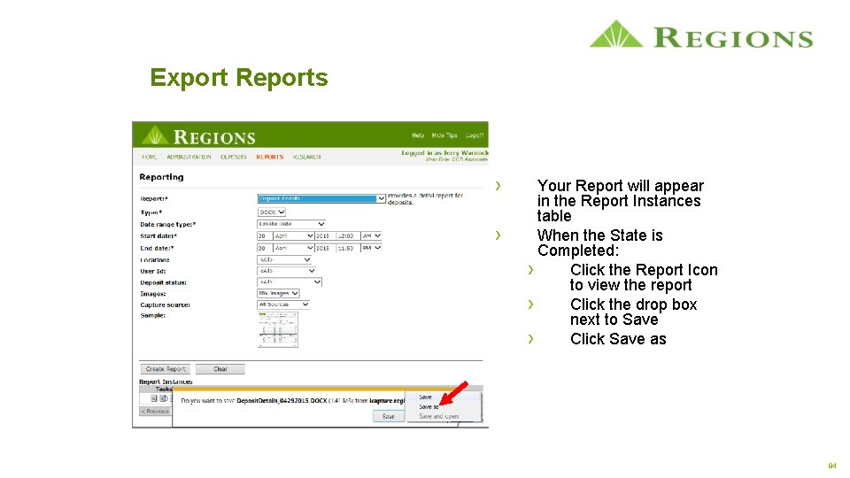 Export Reports › › Your Report will appear in the Report Instances table When