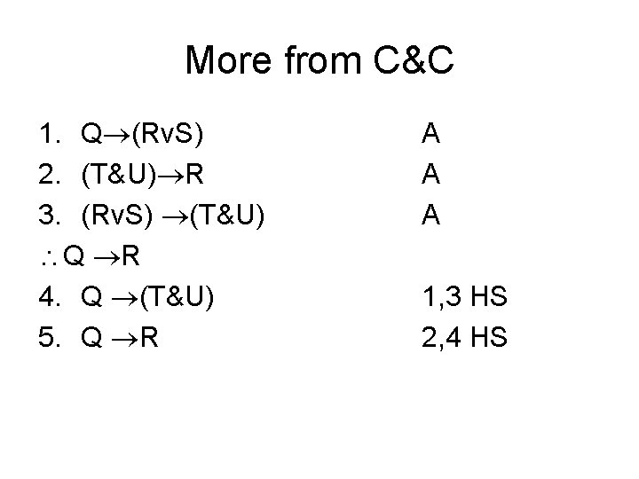 More from C&C 1. Q (Rv. S) 2. (T&U) R 3. (Rv. S) (T&U)