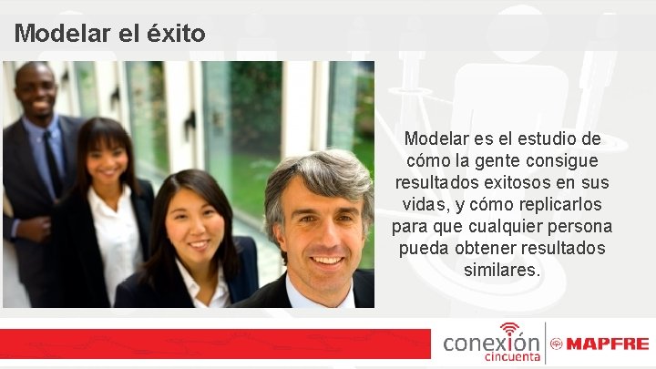 Modelar el éxito Modelar es el estudio de cómo la gente consigue resultados exitosos