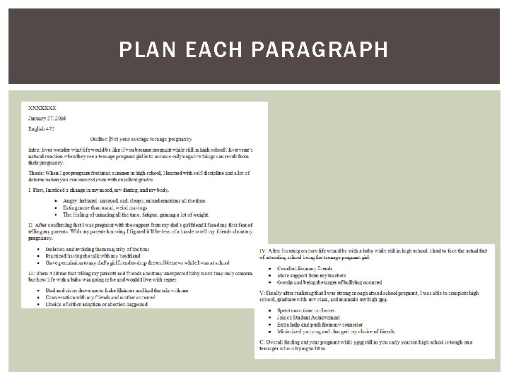PLAN EACH PARAGRAPH 