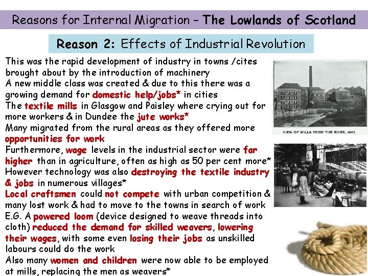 Reasons for Internal Migration – The Lowlands of Scotland Reason 2: Effects of Industrial
