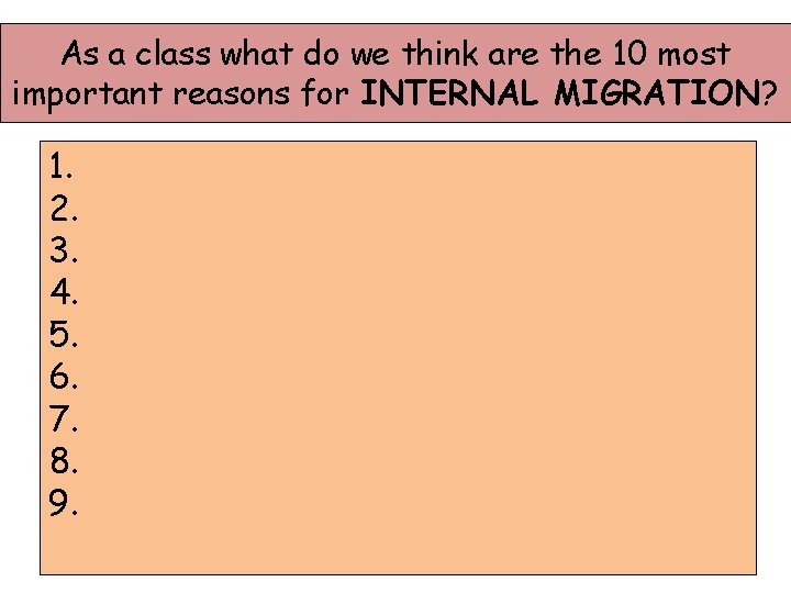 As a class what do we think are the 10 most important reasons for