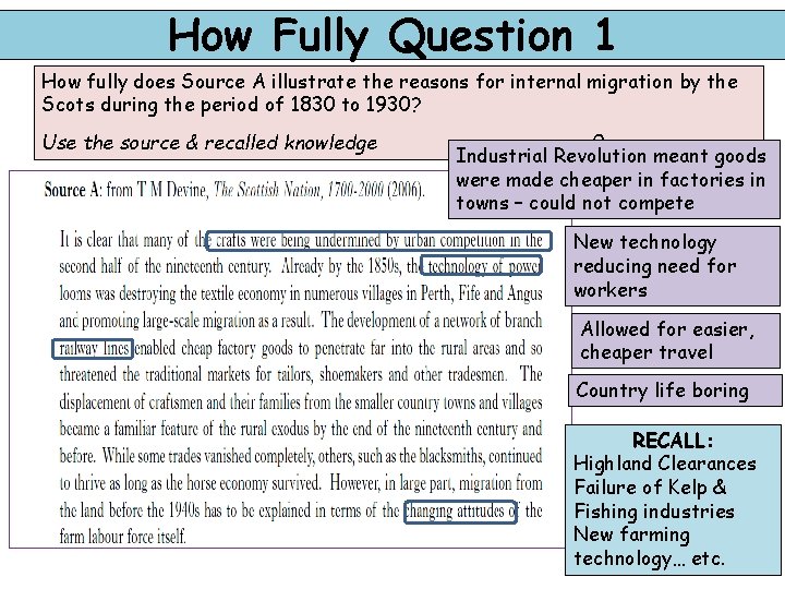 How Fully Question 1 How fully does Source A illustrate the reasons for internal