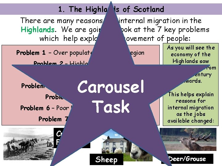 1. The Highlands of Scotland There are many reasons for internal migration in the