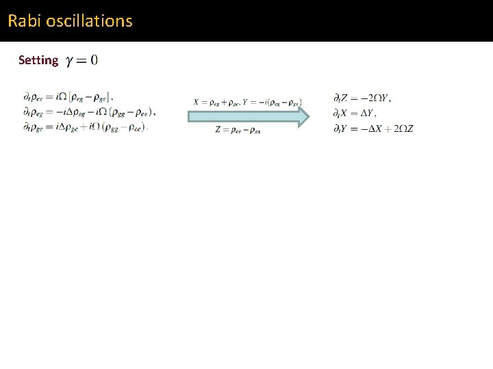 Rabi oscillations Setting 