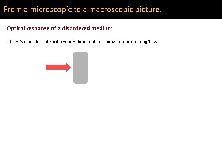 From a microscopic to a macroscopic picture. Optical response of a disordered medium q