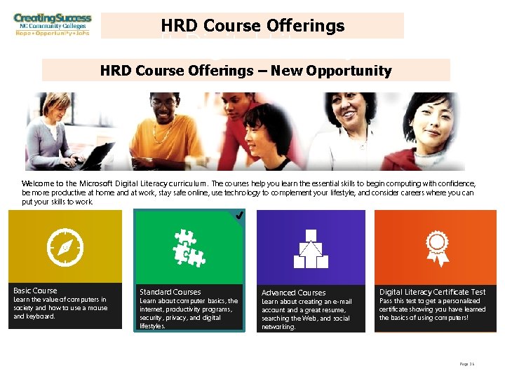 HRD Course Offerings Microsoft Digital Literacy HRD Course Offerings – New Opportunity Welcome to