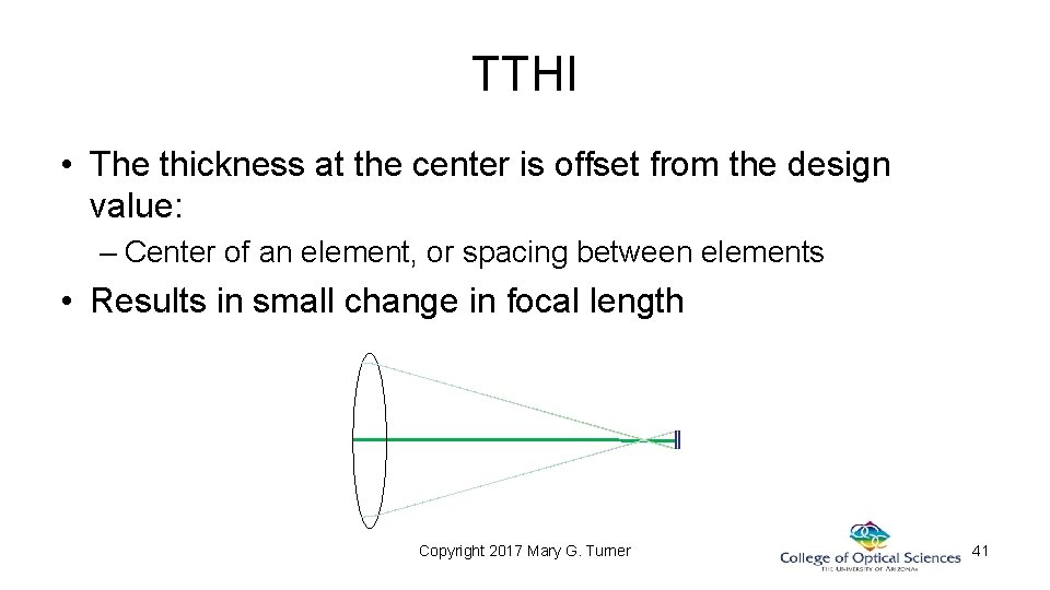 TTHI • The thickness at the center is offset from the design value: – TTHI • The thickness at the center is offset from the design value: –