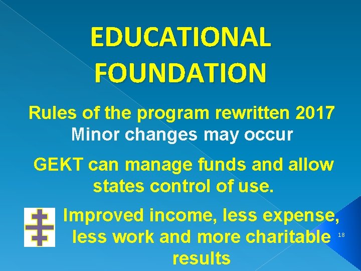 EDUCATIONAL FOUNDATION Rules of the program rewritten 2017 Minor changes may occur GEKT can